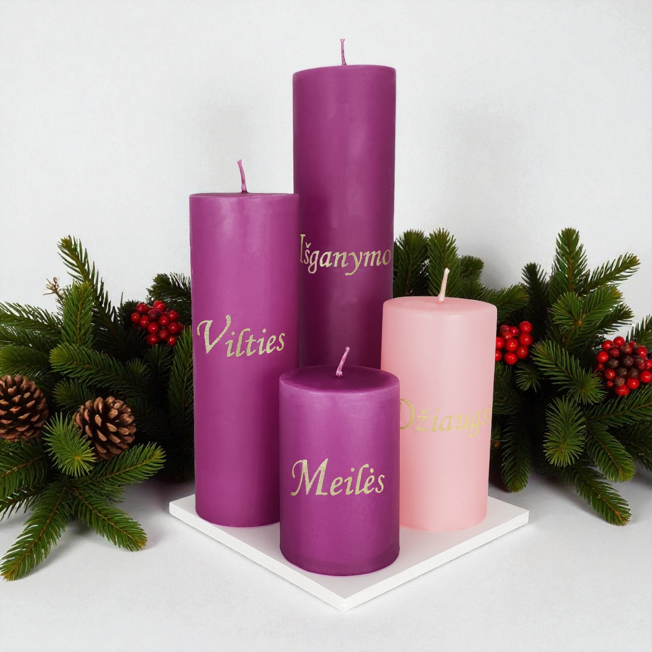 Advento žvakių rinkinys (su užrašais)